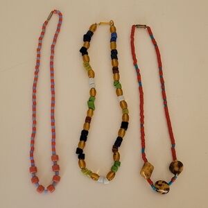 Lot 3 Pair Vintage Glass Mardi Gras Beads New Orleans